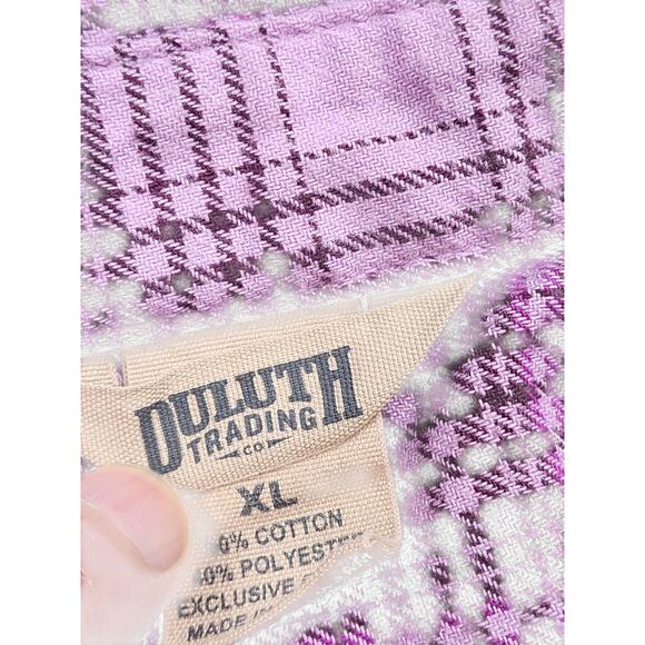 Duluth Trading Shirt Women XL Purple Plaid Button Front Long Sleeve Western Top - Picture 15 of 16